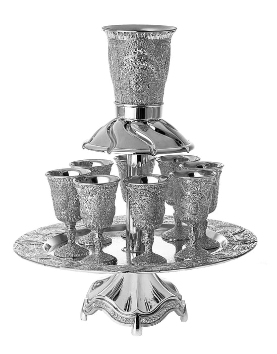 SILVER PLATED 8 CUP FILIGREE DESIGN