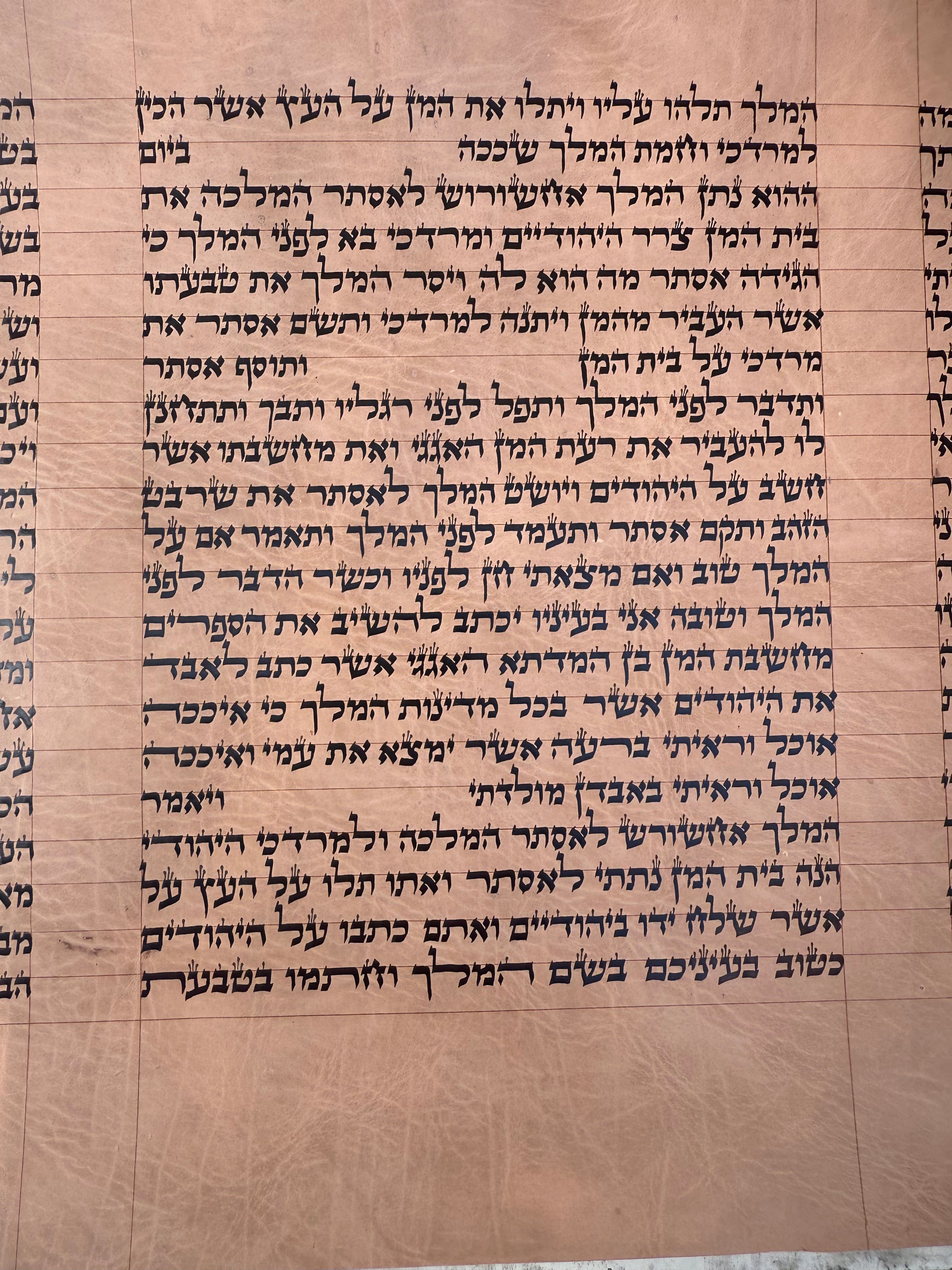 Megillat Esther on Gevil Ktav Sephardi Very Mehudar - 12 inch Tall - with Leatherette case - Mitzvahland.com