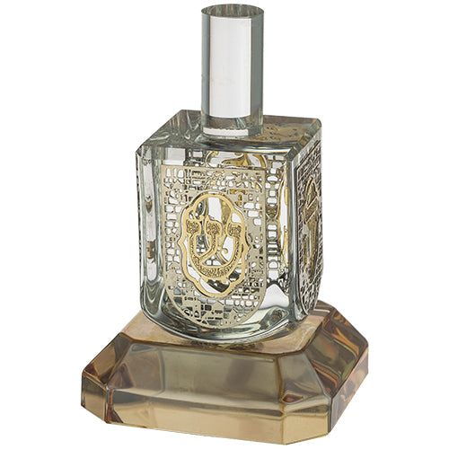 Crystal Dreidel - Natural and Gold with Metal Plaque