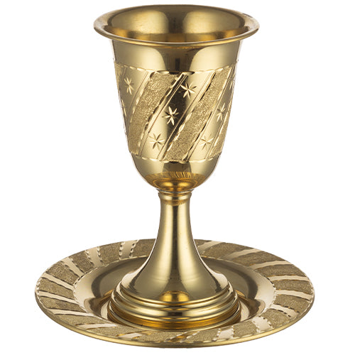 Elegant Kiddush cup with stem and Plate set