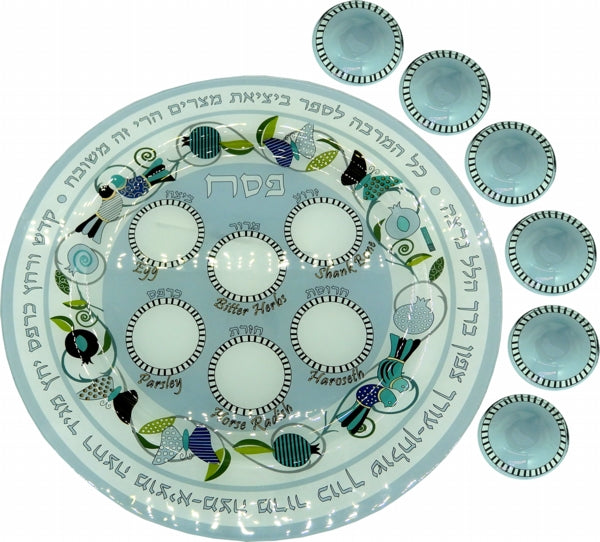 Seder Plate Glass with 6 dishes