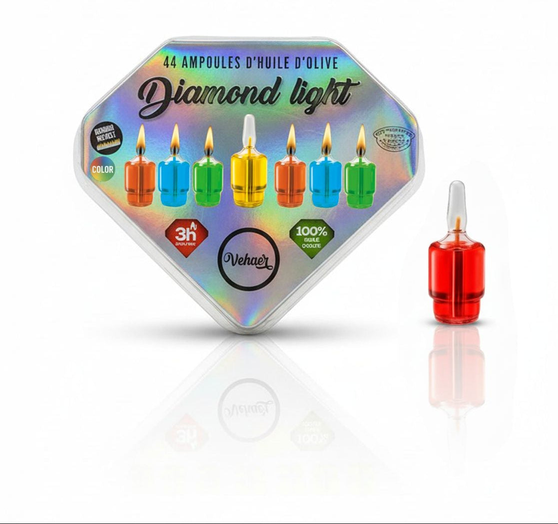 Diamond Light - Prefilled colored oil Glass for Menorah - Mitzvahland.com