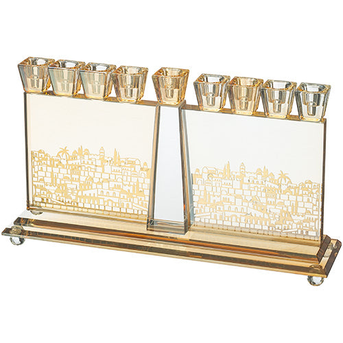 Crystal Gold Jerusalem Menorah