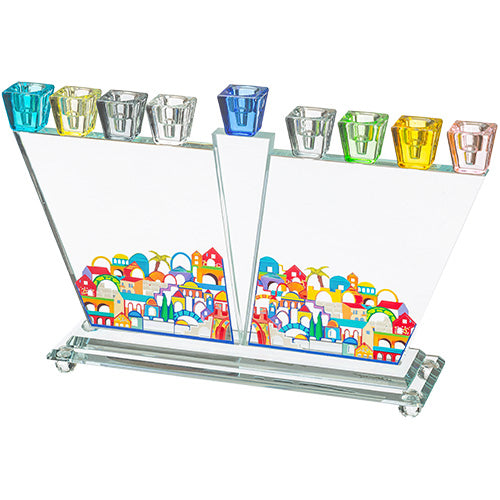 Crystal Colorful Jerusalem Menorah