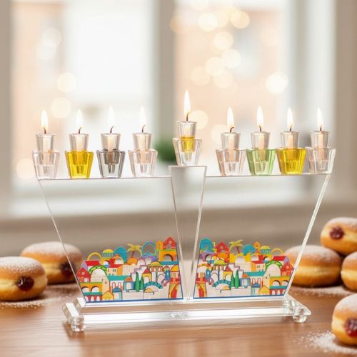Crystal Colorful Jerusalem Menorah