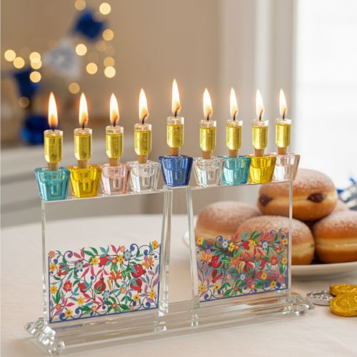 Crystal Colorful Flower Menorah