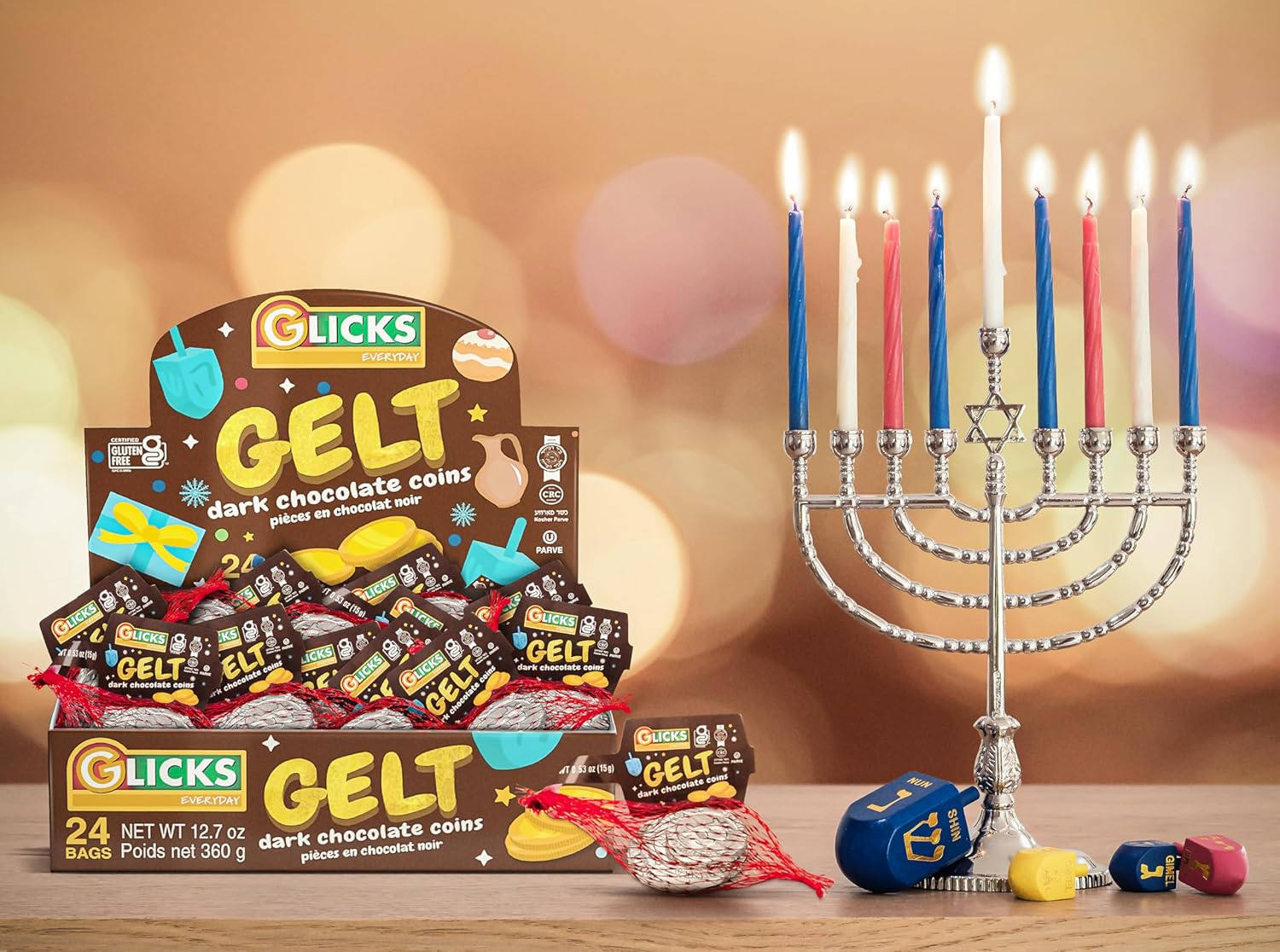 Hanukkah Silver Coins Dark Chocolate - Hanukkah Gelt