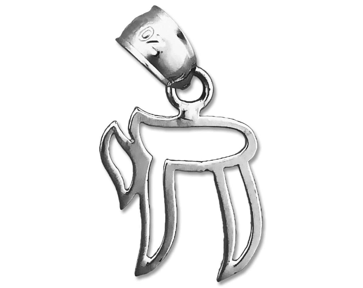 14K Gold Outlined Jewish Chai Charm - Mitzvahland.com