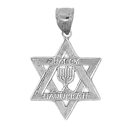 14K Gold Star of David Happy Hanukkah Charm - Mitzvahland.com