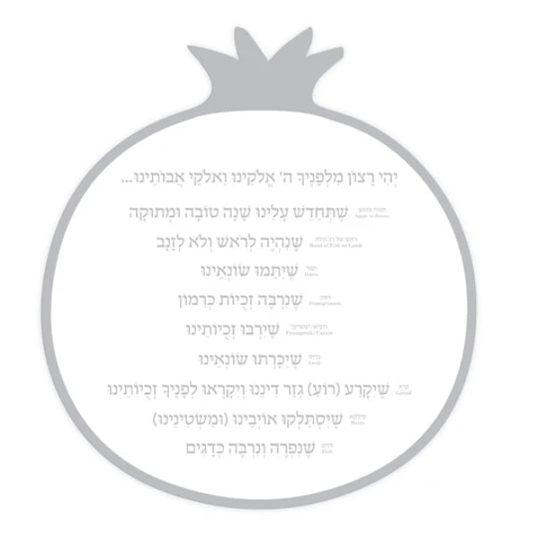 Pomegranate Rosh Hashanah Simanim Card - Silver