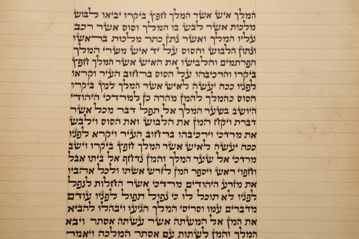 Megillat Esther on Gevil Ktav Sephardi Very Mehudar - 12 inch Tall - with Leatherette case - Mitzvahland.com