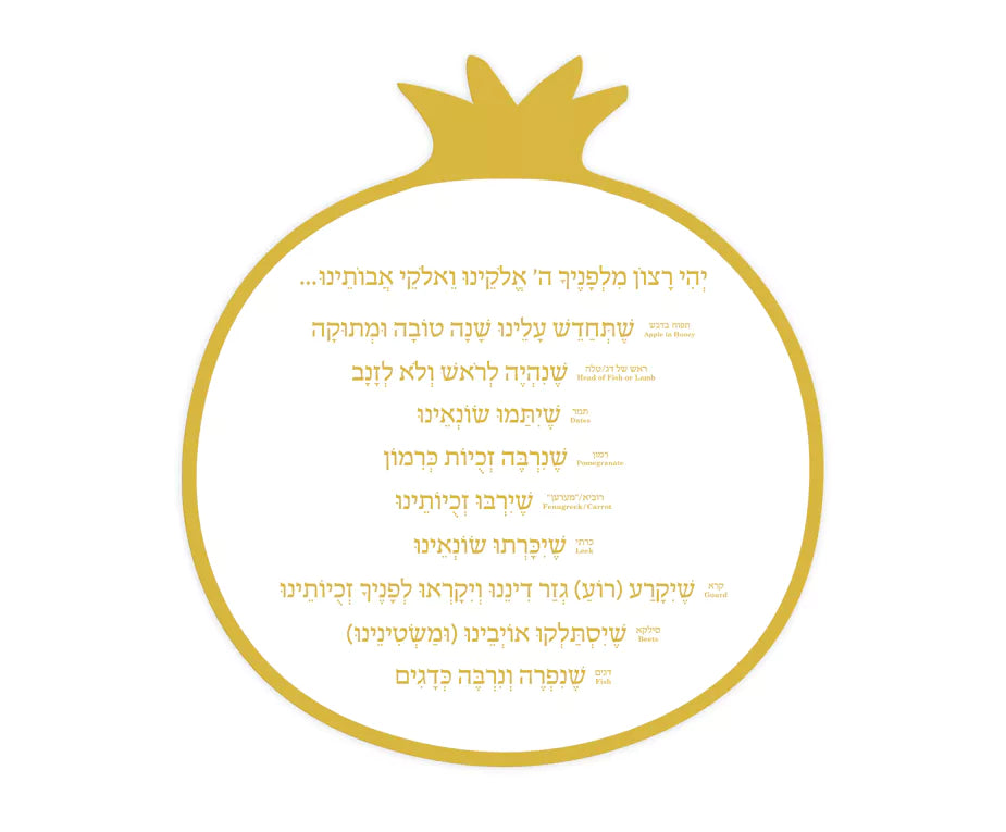Pomegranate Rosh Hashanah Simanim Card - Gold