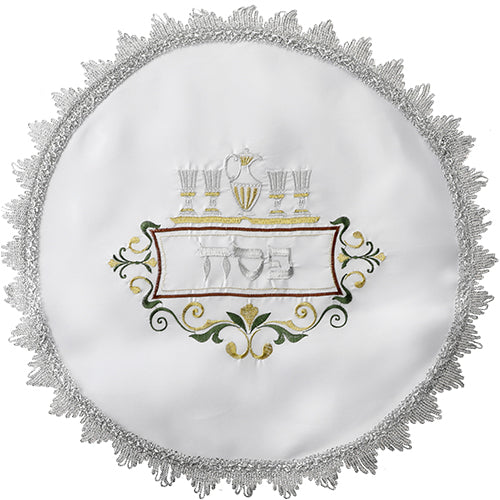 White Matzah Cover with Colorful Embroidery