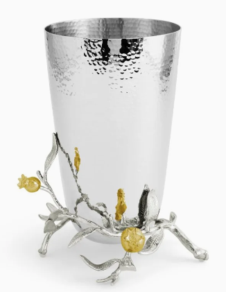 Pomegranate Silver & Gold Vase - Large
