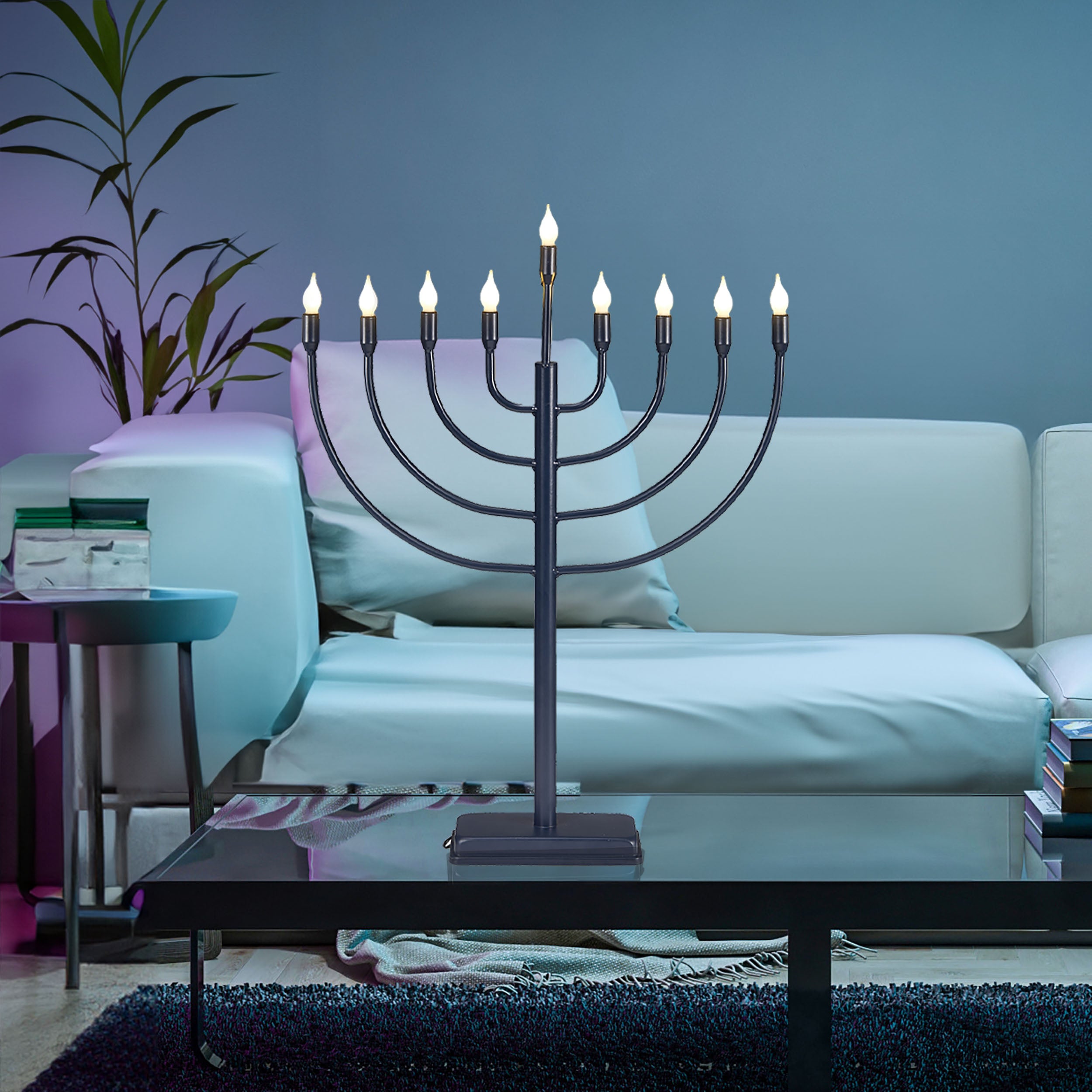 LED Traditional Metal Electric Navy Menorah