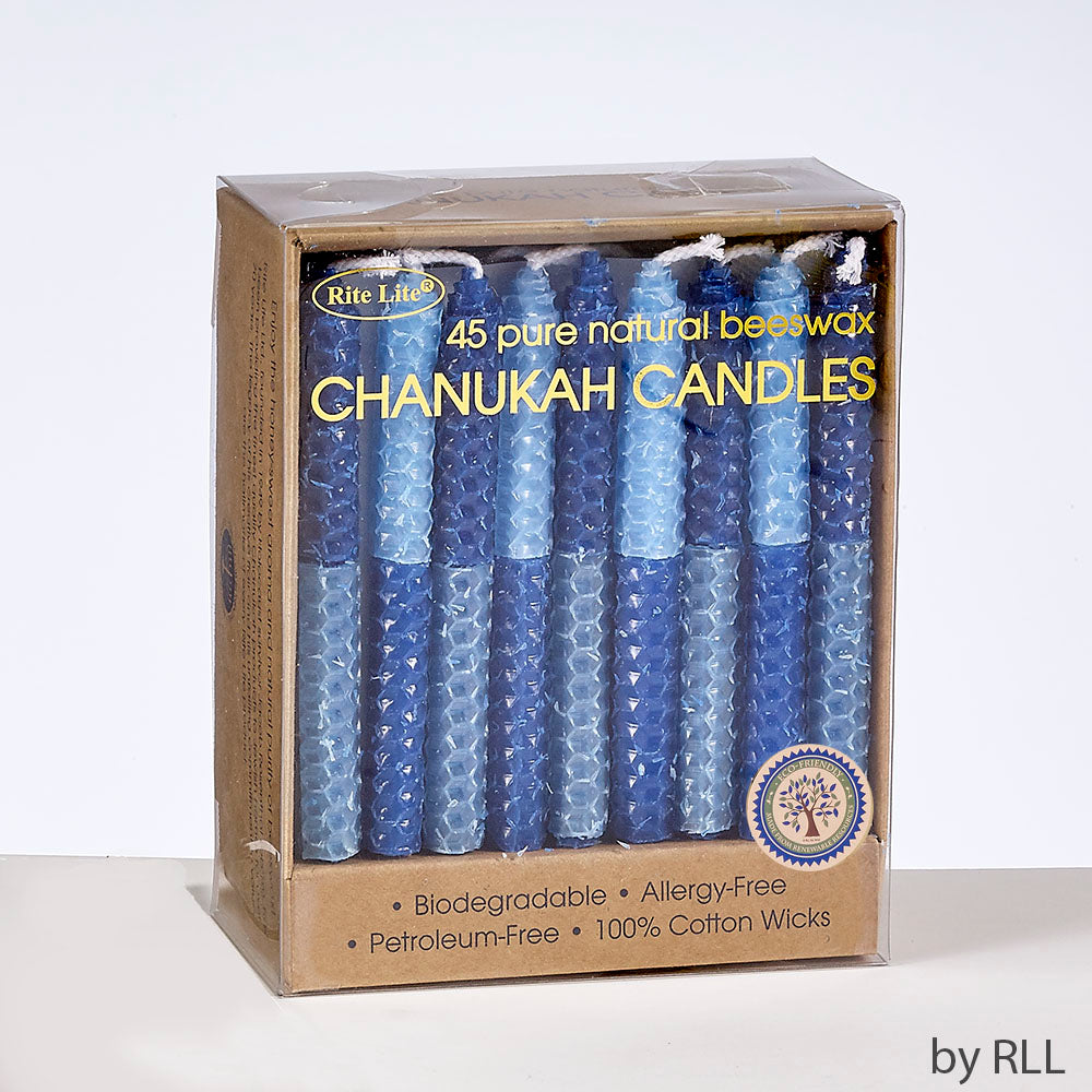 Chanukah Candles - Blue 2 Tone Honeycomb Beeswax