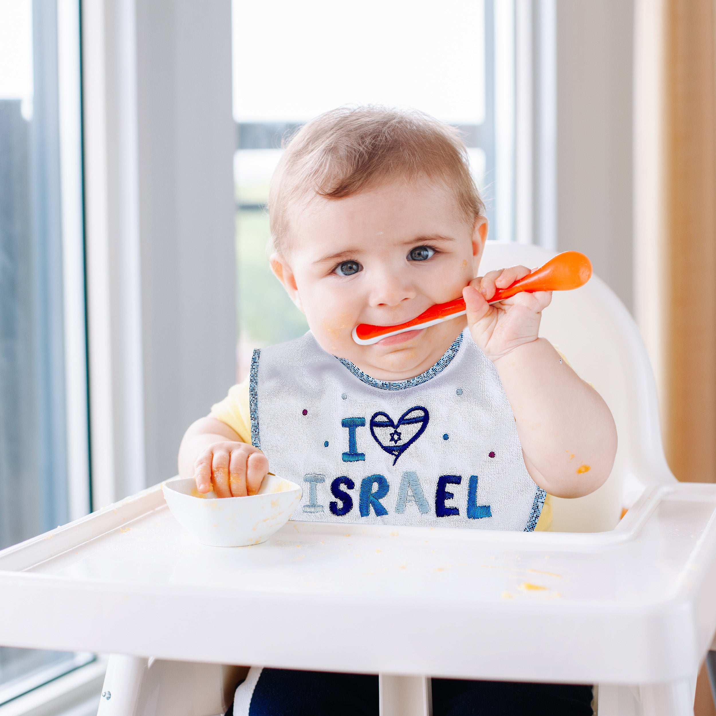 "I Love Israel" Embroidered Bib - Mitzvahland.com