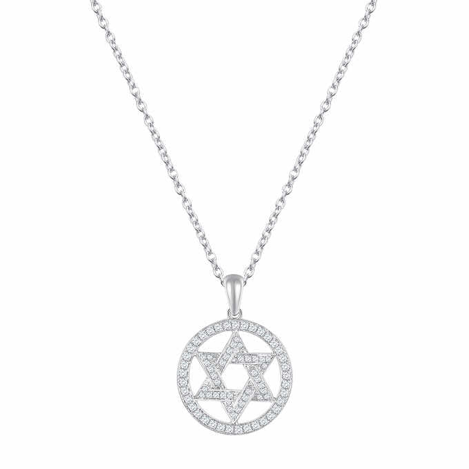 Star of David Pendant - 14kt Gold - I Color Diamond, Round Brilliant 0.25 ctw VS2 Clarity