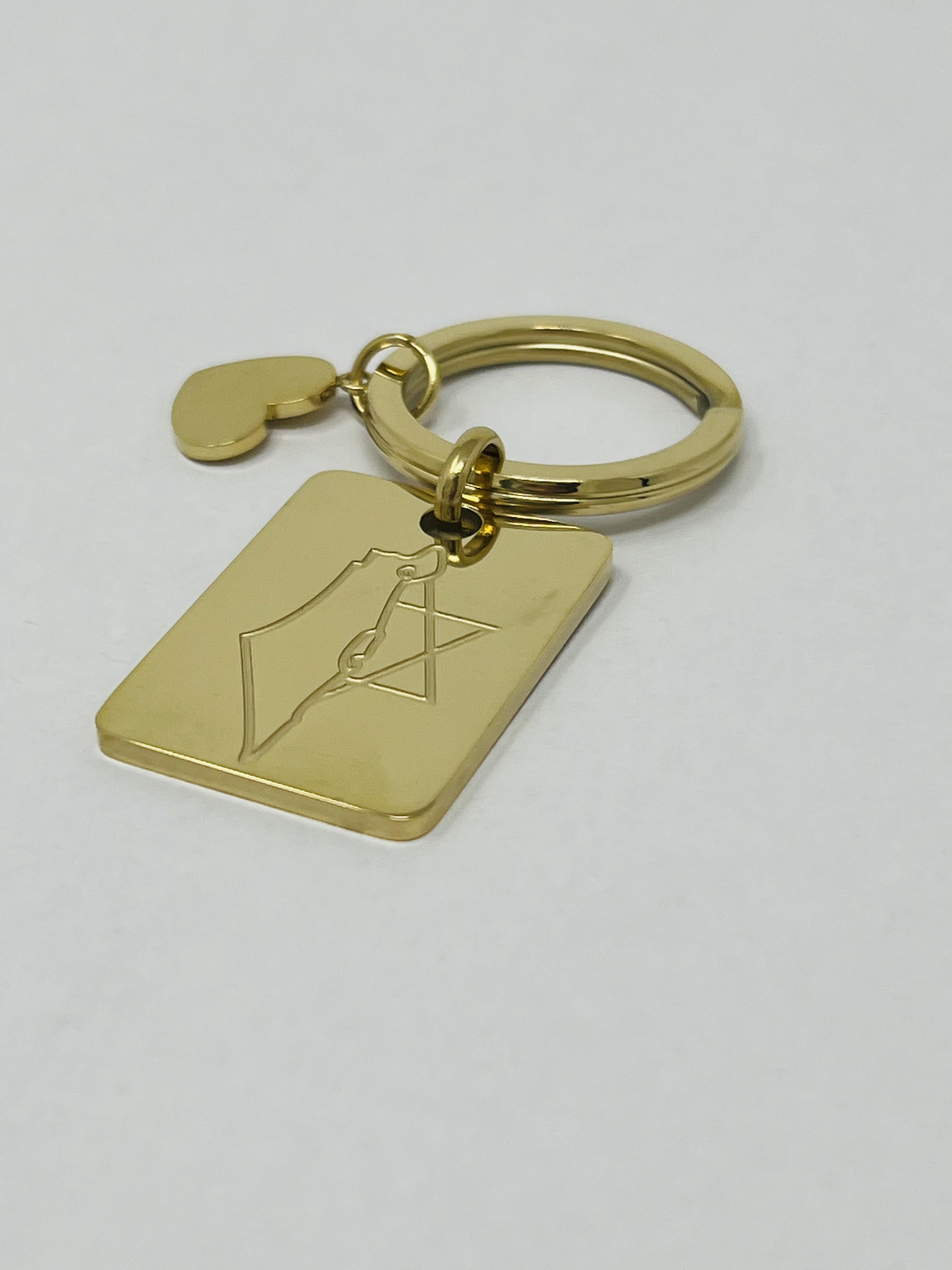 Bring Them Home - Israel Flag Blessing Keychain Gold