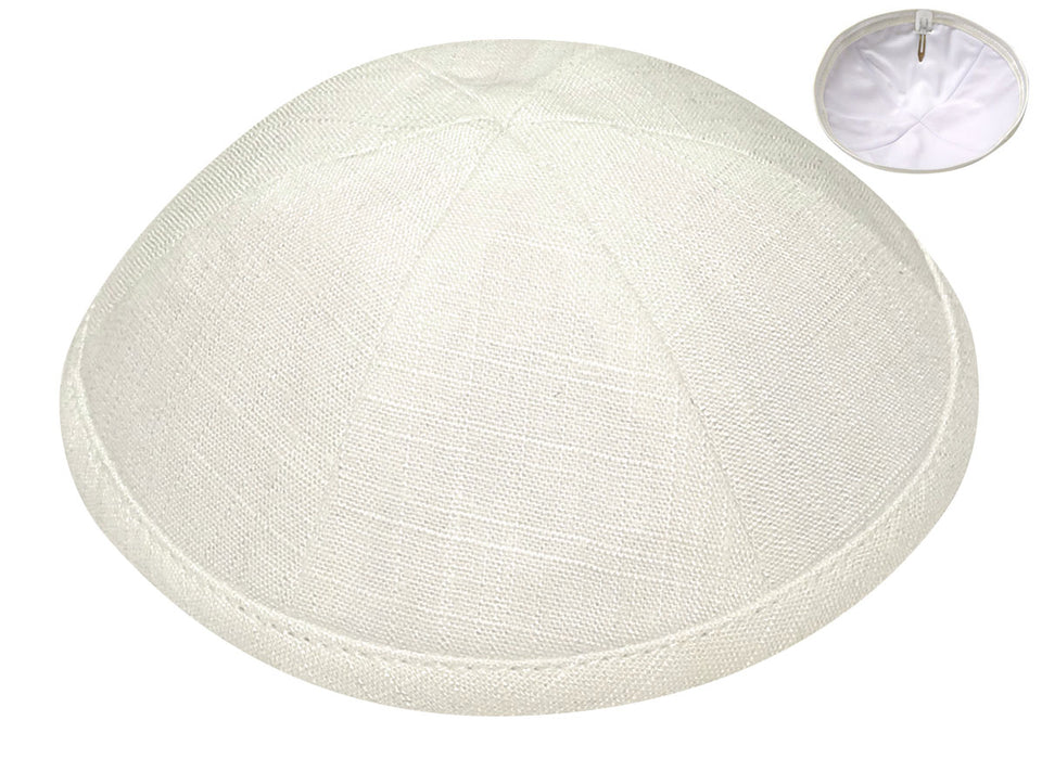 Off White Linen Kippah