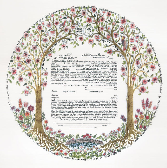 Trees Of Life Ketubah - Gold