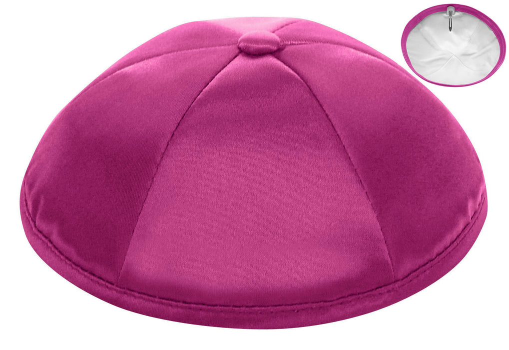 Fuchsia Deluxe Satin Kippah - Per Piece Kippot / Yarmulkes - Mitzvahland.com All your Judaica Needs!