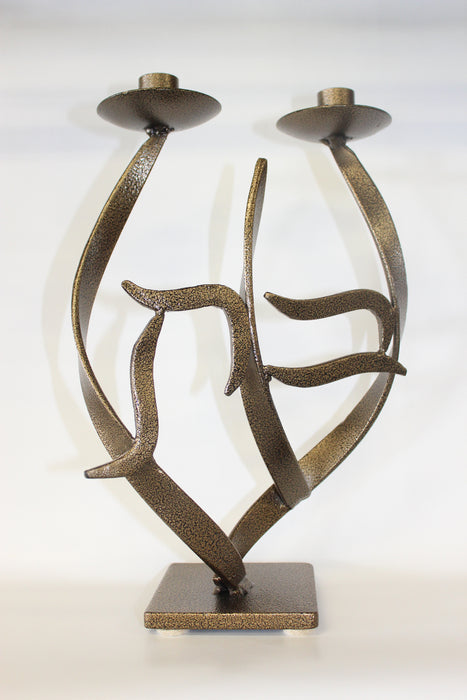Hand made Metal Shabbat Candlesticks by Israeli Artist