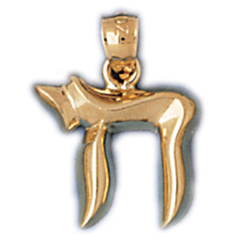 14K Gold Classic Hebrew Jewish Chai Life Charm Jewelry - Mitzvahland.com All your Judaica Needs!