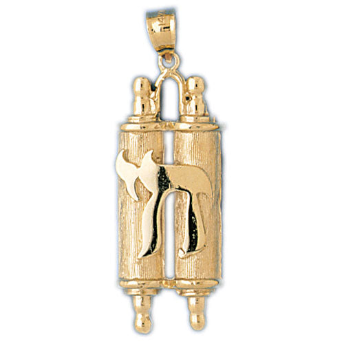 14K Gold Jewish Torah Chai Pendant Jewelry - Mitzvahland.com All your Judaica Needs!