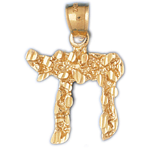 14K Gold Hebrew Jewish Chai Life Nugget Pendant Jewelry - Mitzvahland.com All your Judaica Needs!