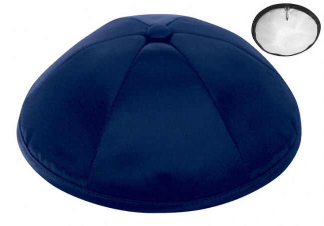 Navy Deluxe Satin Kippah - Per Piece