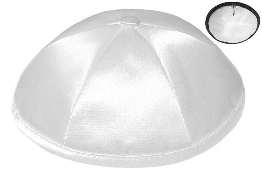 White Deluxe Satin Kippah - Per Piece