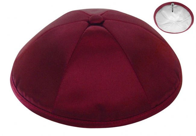 Burgundy Deluxe Satin Kippah - Per Piece Kippot / Yarmulkes - Mitzvahland.com All your Judaica Needs!