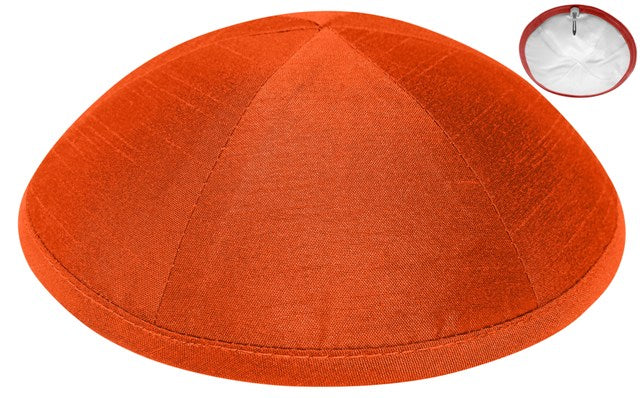 Orange Raw Silk Kippah