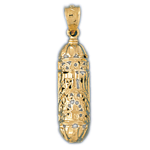 14K Gold Inscribed Jewish Mezuzah Charm Jewelry - Mitzvahland.com All your Judaica Needs!