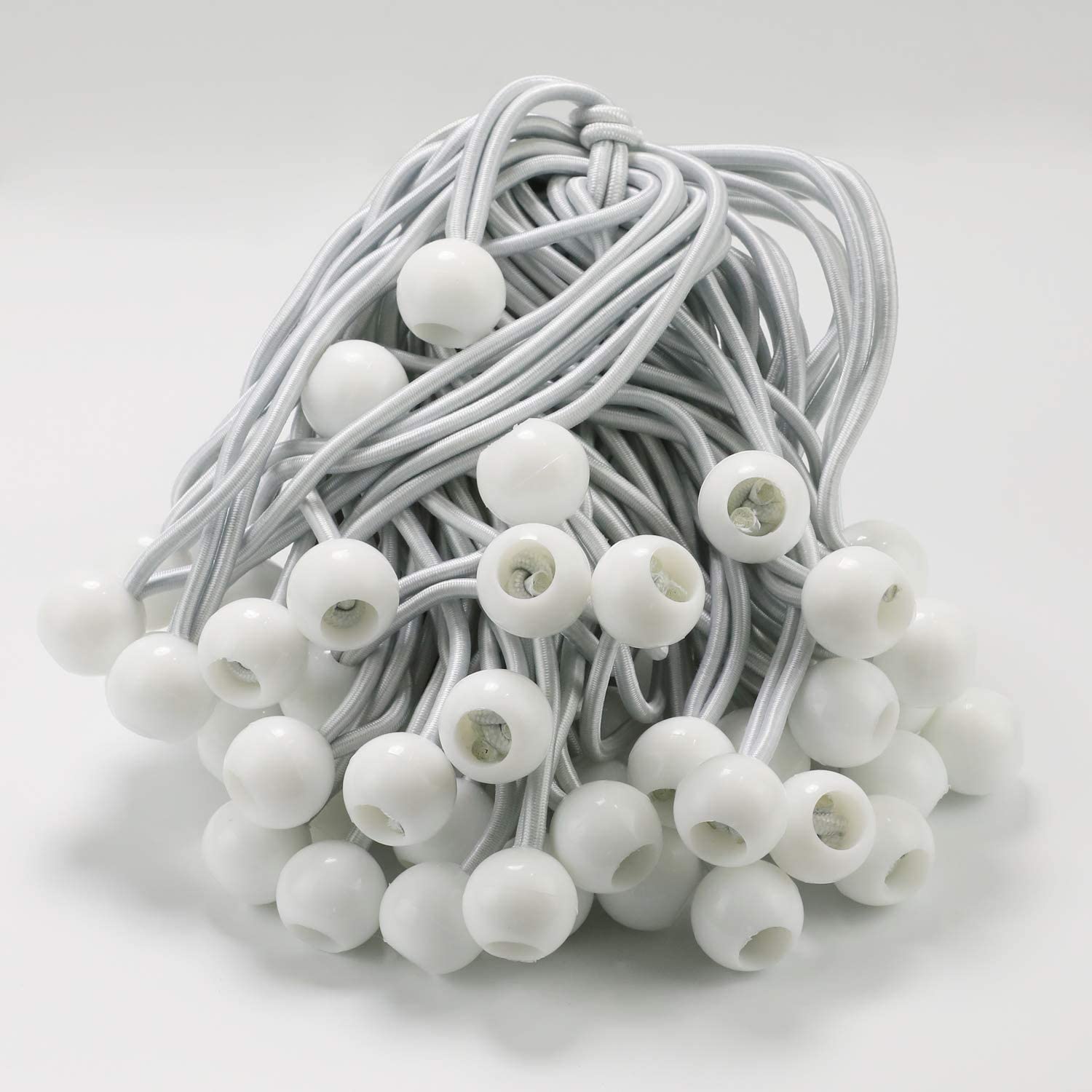 9" Premium White Bungees Ball 50 pc