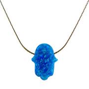 Blue Opal Hamsa Necklace Jewelry - Mitzvahland.com All your Judaica Needs!