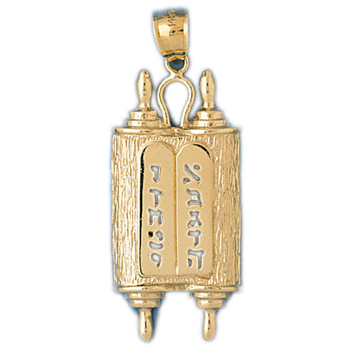 14K Gold Torah & Ten Commandments Pendant Jewelry - Mitzvahland.com All your Judaica Needs!