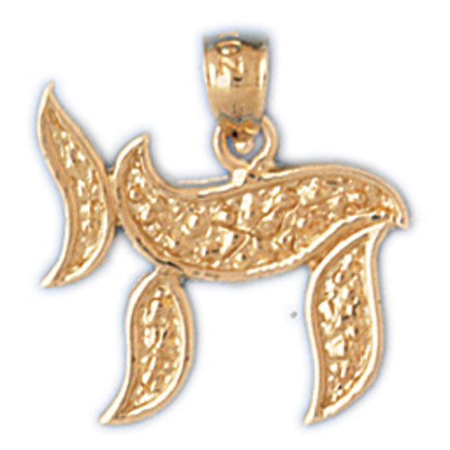 14K Gold Hebrew Jewish Chai Life Charm w/Gold Nugget Design Jewelry - Mitzvahland.com All your Judaica Needs!