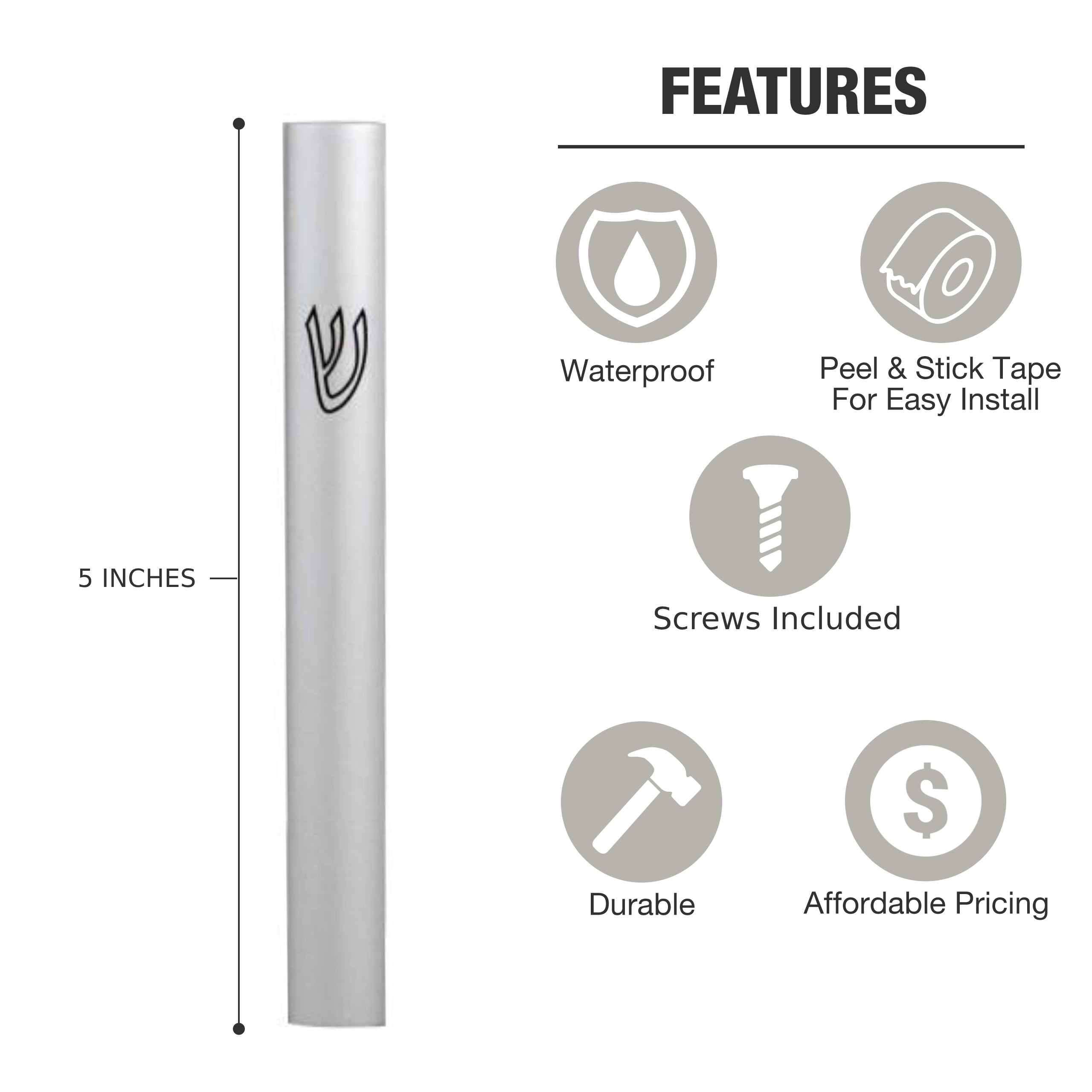 Silver Aluminum Mezuzah