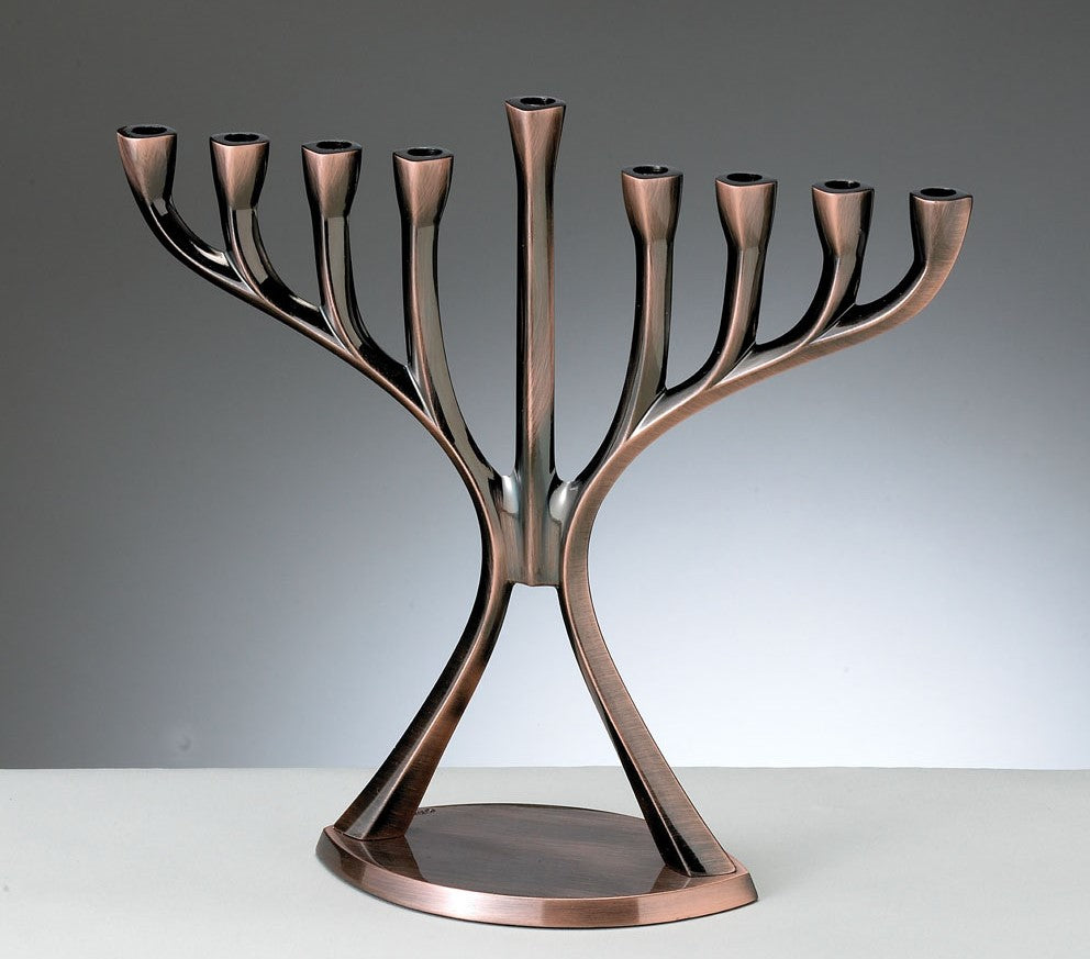 Antique Copper Finish Modern Menorah