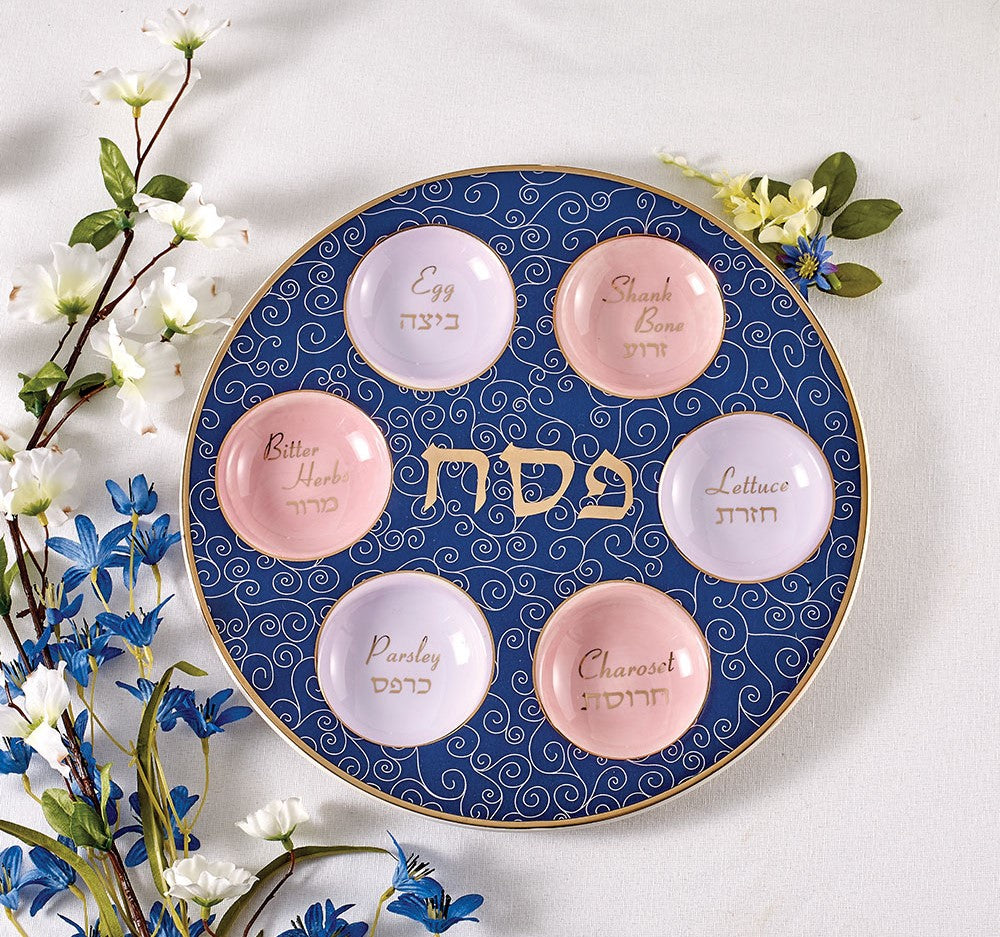 Classic Ceramic Seder Plate With Gold Accents