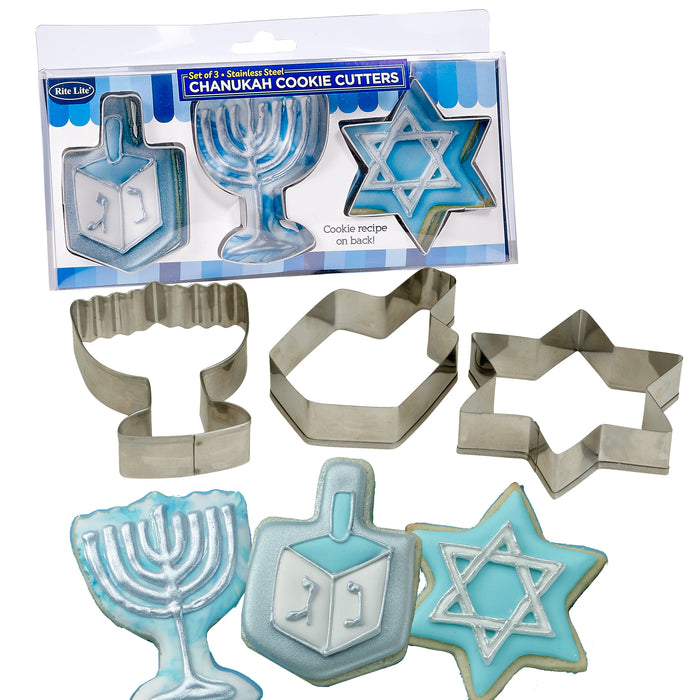 Set of 3 Chanukah Stainless Steel Cookie Cutters