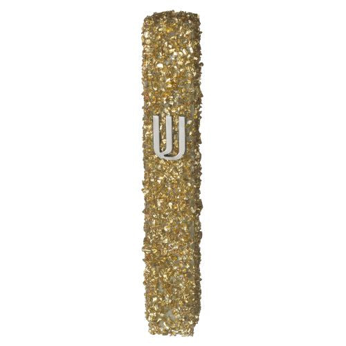 Glass Mezuzah with Stones 12 cm- Gold