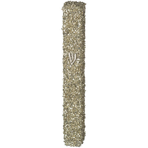 Glass Mezuzah with Stones 12 cm- Silver