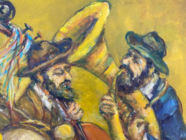 Musicians Klezmer Jewish Art Hand Painting