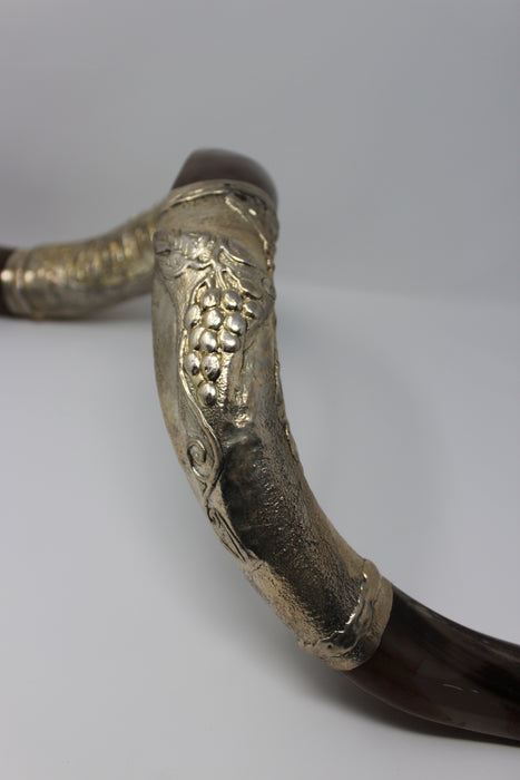Yemenite Sterling Silver plated Shofar with city of Jerusalem. 44 - 47" <br/><font color="red">Free Shipping</font>