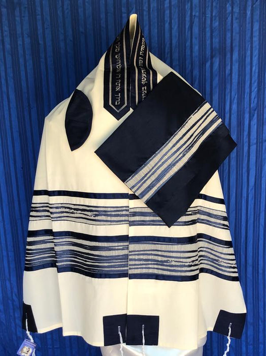 Elegant Blue Wave Wool Tallit