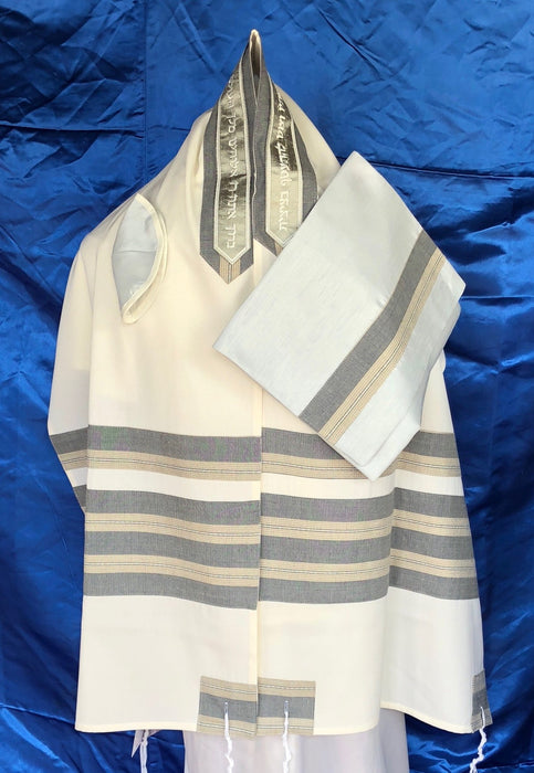 Elegant Grey and Brown Wool Tallit