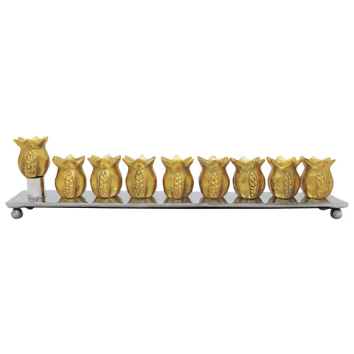 Gold Pomegranate Menorah